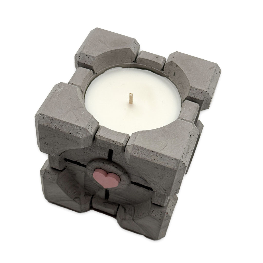 Companion Cube - Cement Candle