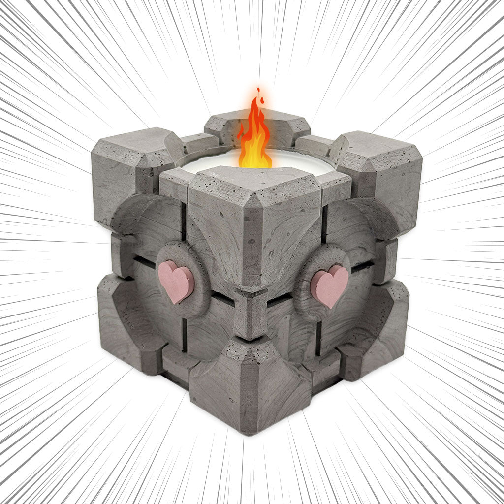 Companion Cube - Cement Candle