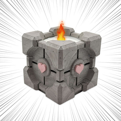 Companion Cube - Cement Candle