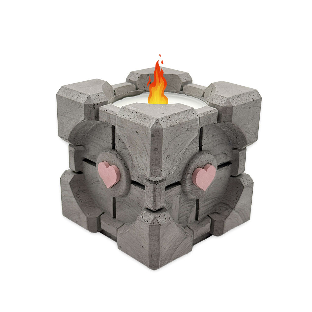 Companion Cube - Cement Candle