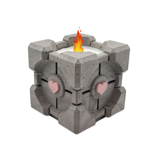 Companion Cube - Cement Candle
