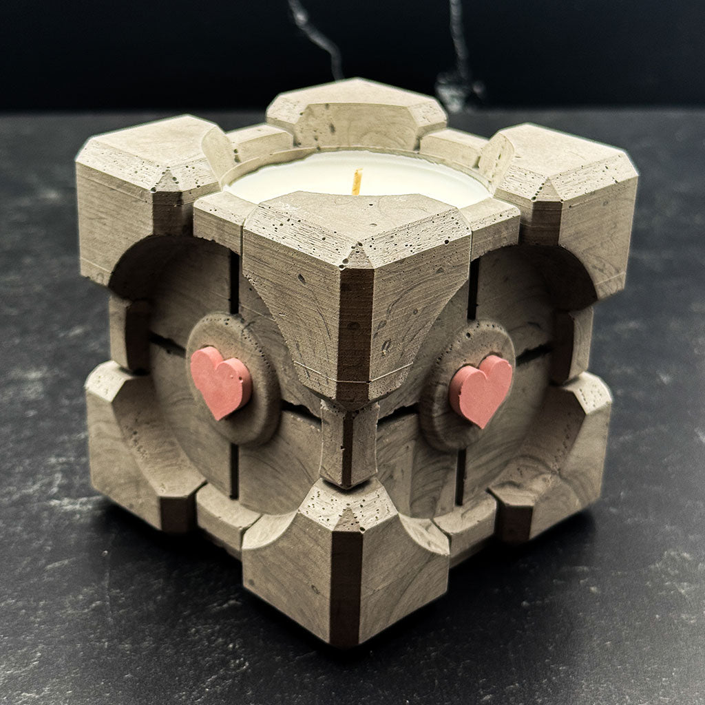 Companion Cube - Cement Candle