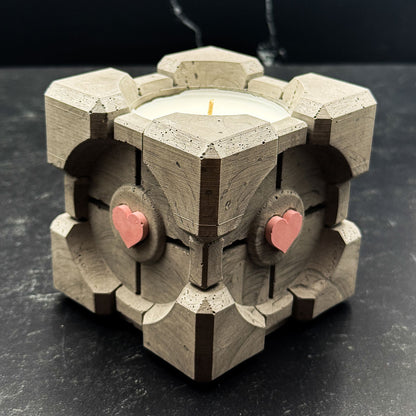 Companion Cube - Cement Candle